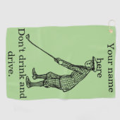 ""おもしろいなパーソナライズ飲まないし、運転しないで下さい ゴルフタオル (横)