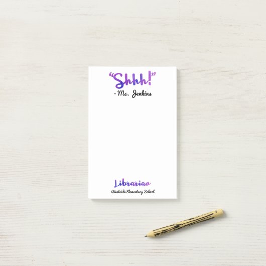 おもしろいなパーソナライズShhh! 学校司書の引用文 ポストイット (デスク上)