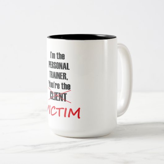 おもしろいなパーソナルトレーナーのフィットネスのトレーニングのマグ ツートーンマグカップ (正面右)