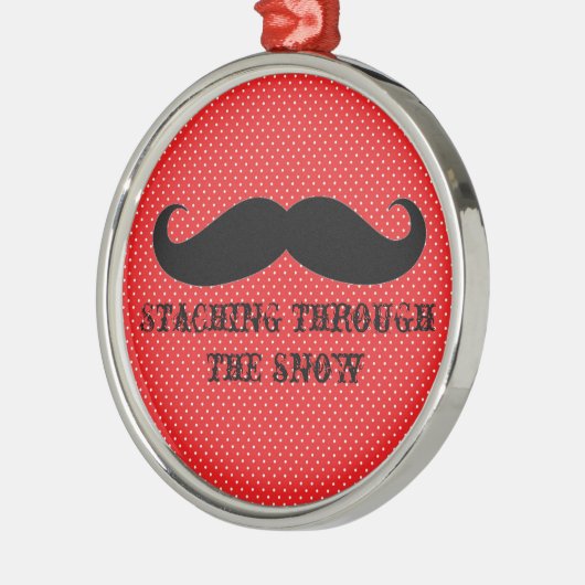 おもしろいなヒップスターの髭の休日のクリスマスの髭 メタルオーナメント (左)