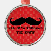 おもしろいなヒップスターの髭の休日のクリスマスの髭 メタルオーナメント (正面)