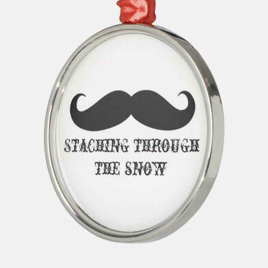 おもしろいなヒップスターの髭の休日のクリスマスの髭 メタルオーナメント (左)