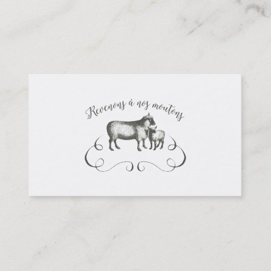おもしろいなヒツジの農場のフランスのな表現のヴィンテージのスタイル 名刺 (裏面)