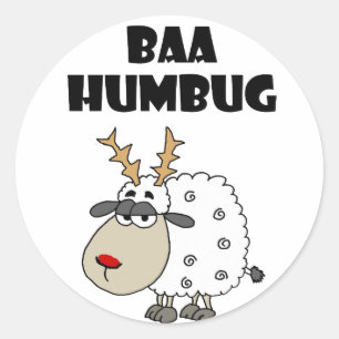 おもしろいなヒツジのBahのばかばかしいクリスマスのしゃれの漫画 ラウンドシール