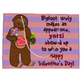 おもしろいなビッグフットのバレンタインデーのしゃれのサスカッチ ラージペーパーバッグ (裏面)