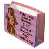 おもしろいなビッグフットのバレンタインデーのしゃれのサスカッチ ラージペーパーバッグ (裏面アングル)