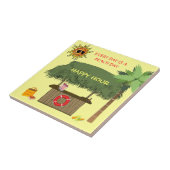 おもしろいなビーチの日のTiki小屋のバーの熱帯楽しい時間 タイル (側面)