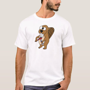 おもしろいなビーバーのブラシをかける歯の漫画 Tシャツ