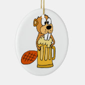 おもしろいなビーバーの飲むビール セラミックオーナメント (右)