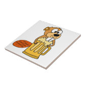 おもしろいなビーバーの飲むビール タイル (側面)