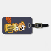 おもしろいなビーバーの飲むビール ラゲッジタグ (正面横)