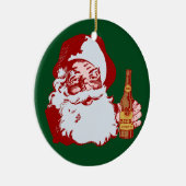 おもしろいなビールクリスマスのレトロのサンタクロース セラミックオーナメント (右)