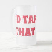 おもしろいなビール樽"私は叩きますそれを" フロストグラスビールジョッキ (正面左)