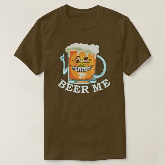 おもしろいなビール私笑ったマグの飲むユーモア Tシャツ (デザイン正面)