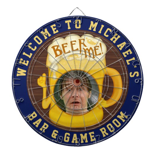 おもしろいなビール私飲むユーモア|のカスタムな写真のバー ダーツボード (正面)