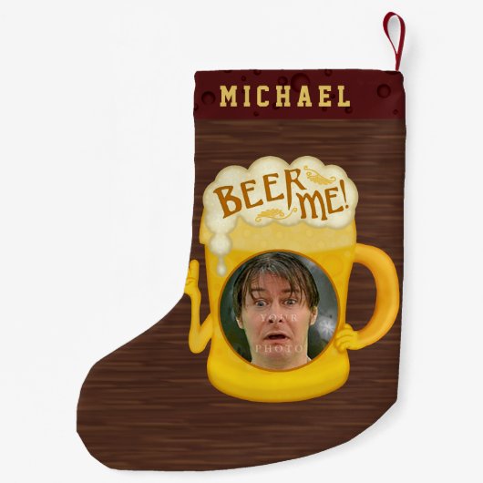 おもしろいなビール私飲むユーモア|の名前をカスタムするの写真 スモールクリスマスストッキング (裏面)