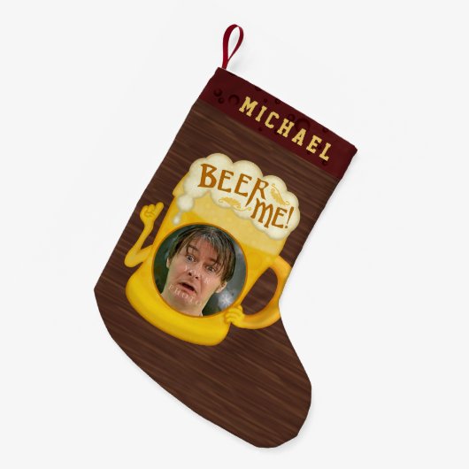 おもしろいなビール私飲むユーモア|の名前をカスタムするの写真 スモールクリスマスストッキング (正面 (吊り時))