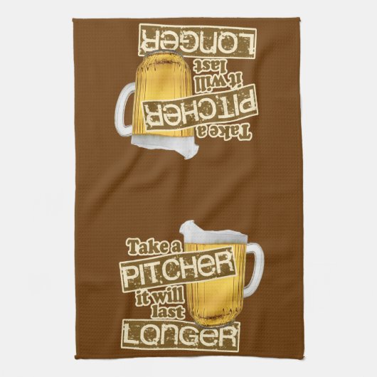 おもしろいなビール飲むユーモア キッチンタオル (縦)