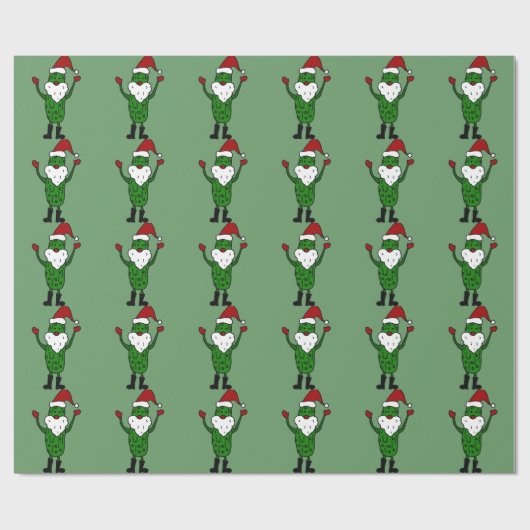 おもしろいなピクルスのサンタクロースのクリスマスのデザイン ラッピングペーパー (フラット)