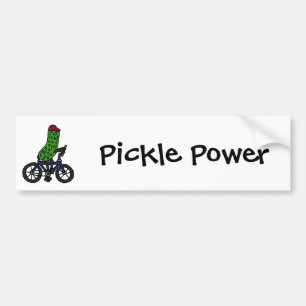 おもしろいなピクルスの乗馬の自転車の漫画 バンパーステッカー