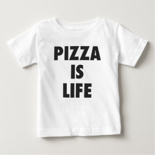 おもしろいなピザは生命ファースト・フードのプリントです ベビーTシャツ