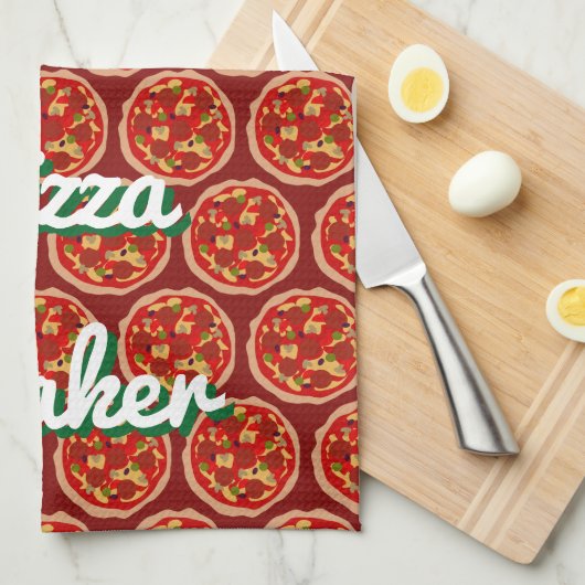 おもしろいなピザプリントの台所皿タオルのギフトのアイディア キッチンタオル (四つ折り)