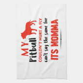 おもしろいなピット雄牛のお母さんのデザイン キッチンタオル (縦)