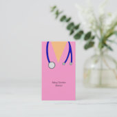 おもしろいなピンクおよび聴診器の医者はごしごし洗います 名刺 (スタンド正面)