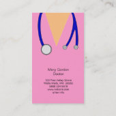 おもしろいなピンクおよび聴診器の医者はごしごし洗います 名刺 (裏面)