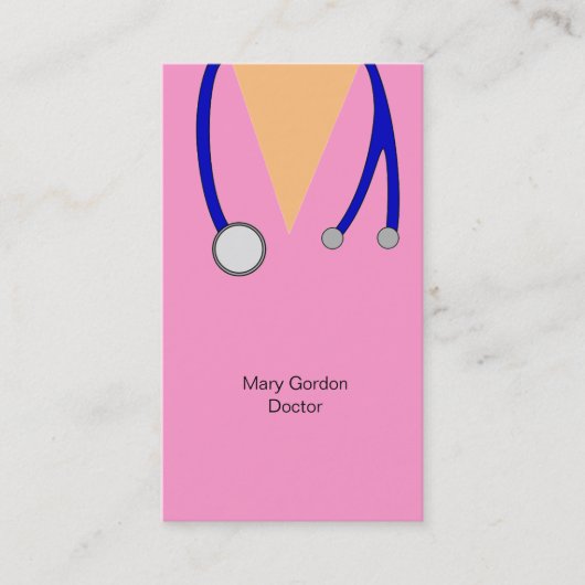 おもしろいなピンクおよび聴診器の医者はごしごし洗います 名刺 (正面)