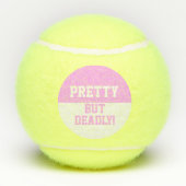 おもしろいなピンクのかわいらしくしかし致命的な女性のテニス・ボール テニスボール (裏面)