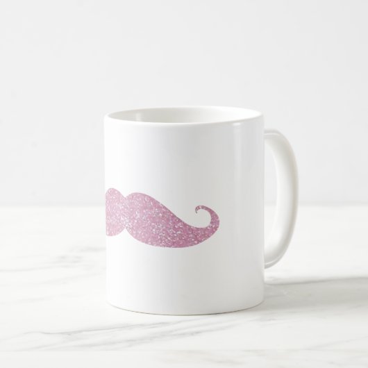 おもしろいなピンクのきらきら光るな髭 コーヒーマグカップ (正面右)