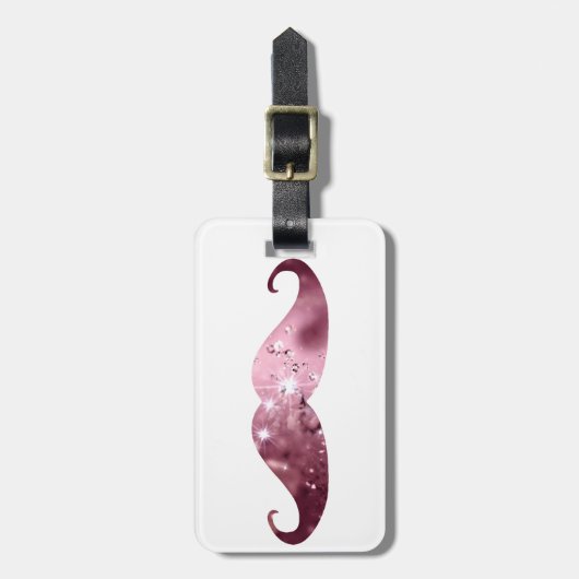 おもしろいなピンクのきらきら光るな髭 ラゲッジタグ (正面縦)