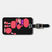 おもしろいなピンクのプードル犬の芸術 ラゲッジタグ (正面横)