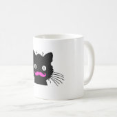 おもしろいなピンクの髭のヴィンテージ黒猫 コーヒーマグカップ (正面右)