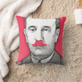 おもしろいなピンクの髭を搭載するヴィンテージの紳士 クッション (ブランケット)