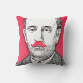 おもしろいなピンクの髭を搭載するヴィンテージの紳士 クッション (裏面)