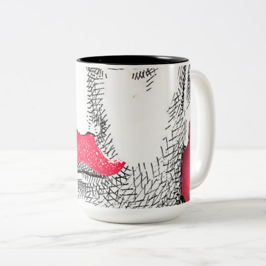 おもしろいなピンクの髭を搭載するヴィンテージの紳士 ツートーンマグカップ (正面右)