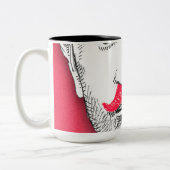 おもしろいなピンクの髭を搭載するヴィンテージの紳士 ツートーンマグカップ (左)