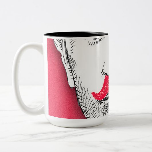 おもしろいなピンクの髭を搭載するヴィンテージの紳士 ツートーンマグカップ (左)