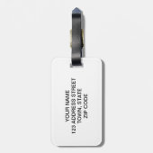 おもしろいなピンクの髭黒猫 ラゲッジタグ (裏面縦)