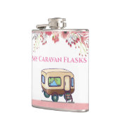 おもしろいなピンク私のキャラバンのキャンプ休日のビニールのフラスコ フラスク (左)