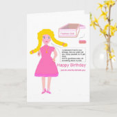 おもしろいなファッションの人形、女の子のバースデー・カード カード (黄色い花)