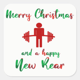 おもしろいなフィットネスのFitmasのクリスマスのトレーナーのステッカー スクエアシール
