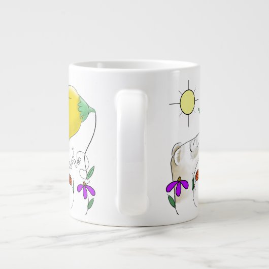 おもしろいなフェレットの顔 ジャンボコーヒーマグカップ (裏面)