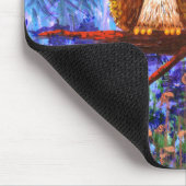 おもしろいなフクロウの森林月お洒落なCreationarts マウスパッド (コーナー)