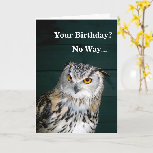 おもしろいなフクロウ カード (黄色い花)