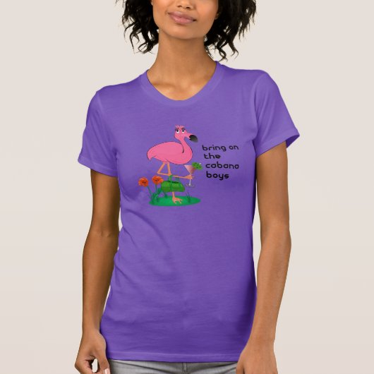 おもしろいなフラミンゴか小屋の男の子のTシャツ Tシャツ (正面)