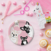 おもしろいなフレンチ・ブルドッグのお誕生日ケーキ ペーパープレート (パーティー)