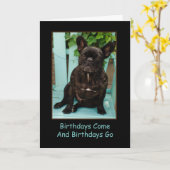 おもしろいなフレンチ・ブルドッグのバースデー・カード カード (黄色い花)